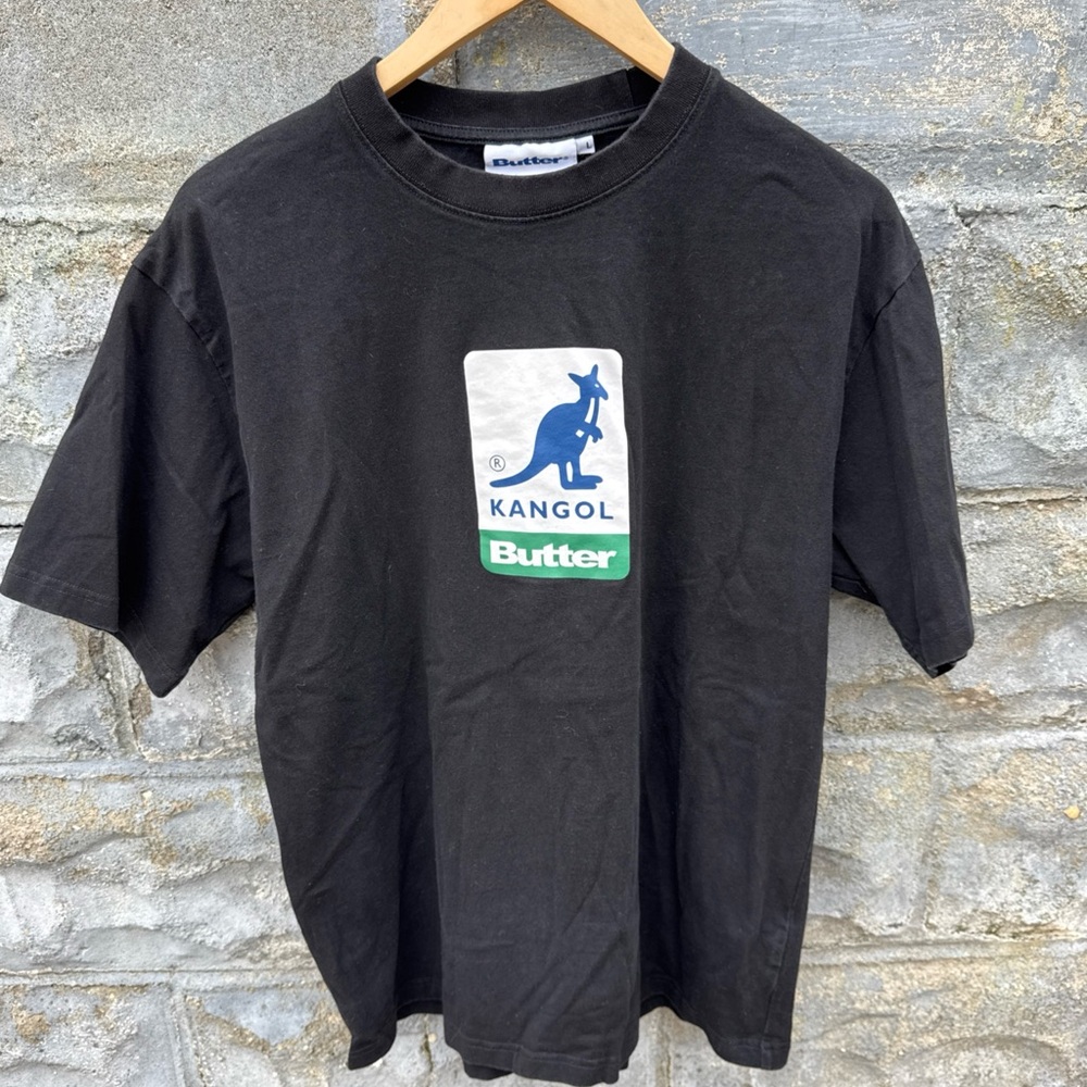 Butter Goods Men's Kangol T-Shirt Black Size L Skate Surf Y2K Kangaroo